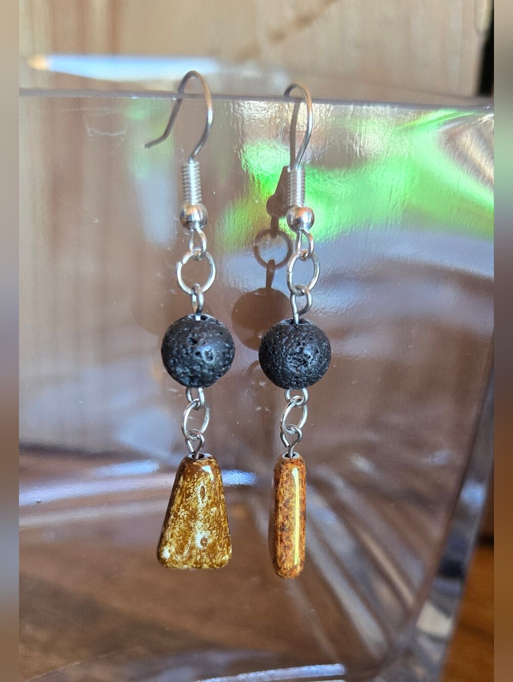 Natural Stone Aromatherapy Earrings | Lava Bead Essential Oil Diffuser
